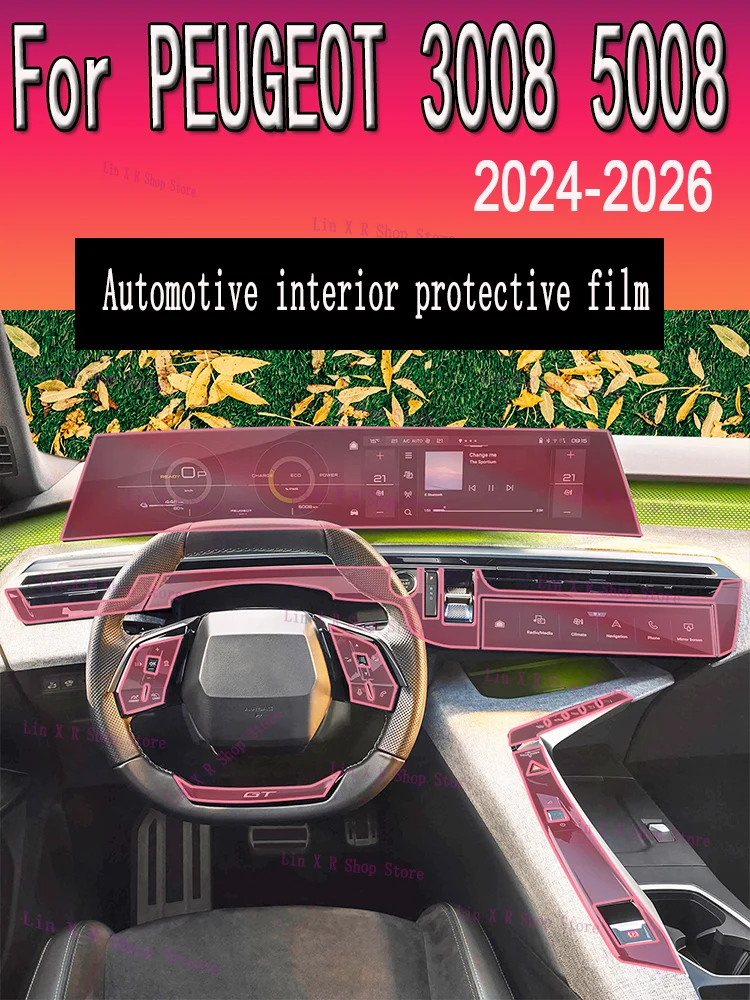 Image of Für PEUGEOT 3008 5008 2024-2026 Auto-Innenraum Mittelkonsole Transparente TPU-Schutzfolie Anti-Kratz-Reparaturfolie Zubehör