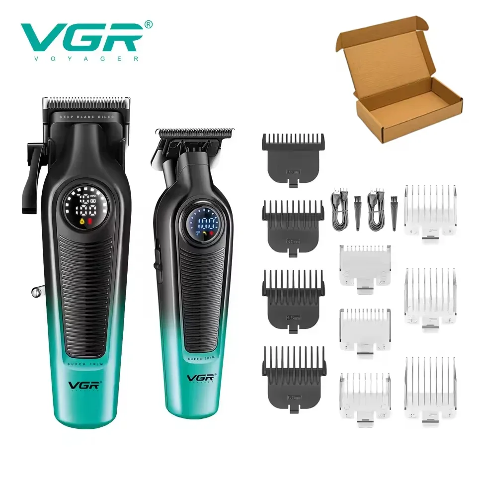 VGR 196 Professionelle Haarschneidemaschine, DLC-Klinge, LED-Anzeige, kabellose USB-Keramikklinge, Herren-Haarschneidemaschine, Haarschneidemaschine
