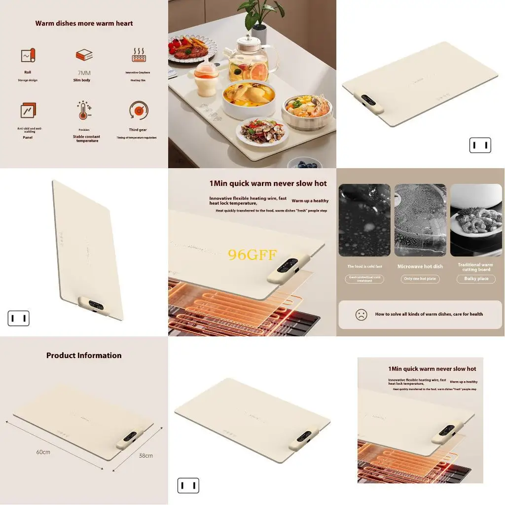 

96GF Electric Heating Pad Silicone Electric Warming Tray Perfect for Dining Table