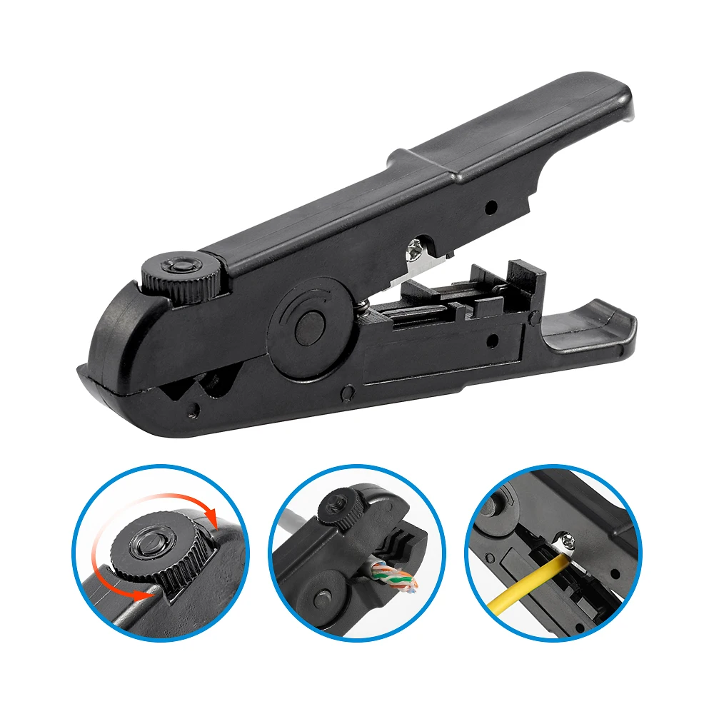 1PCS Wire Stripper with Knob Dual Purpose Network Tool for Peeling and Cutting Rotating Manual Stripper Tool Accessories image 4