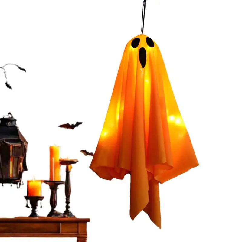 Haunted Hill Farm Hanging Ghosts Halloween Animatronic Light Up Ghost With Spooky Green LED Light For Lawn Haunted Holiday Party