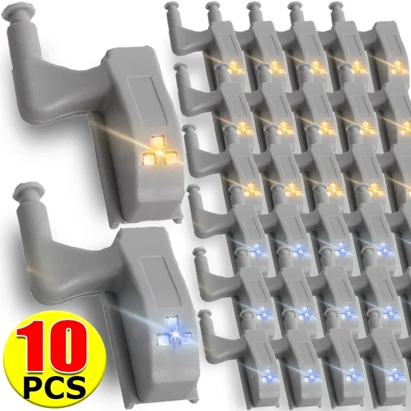 캐비닛 아래 조명 LED 내부 힌지 램프, 범용 옷장 찬장 문짝 센서 조명, 침실 주방 옷장 야간 램프, 10 개, 1 개