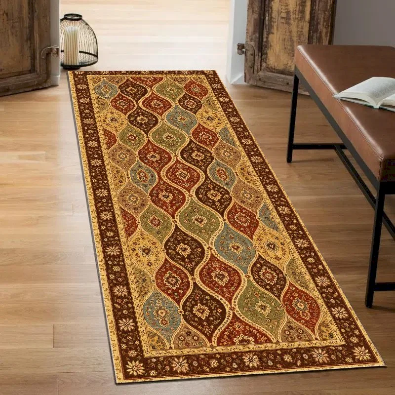 VIKAMA Bohemian Retro Corridor Running Carpet Moroccan Geometric Flower Carpet Indoor Anti slip Soft Carpet Home Decoration