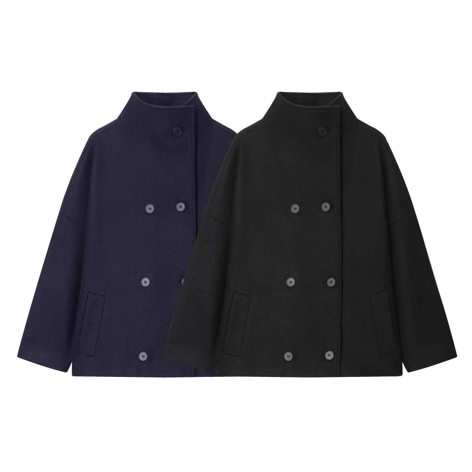 

New autumn and winter women's commuting long sleeved loose and versatile design with double breasted short jacket