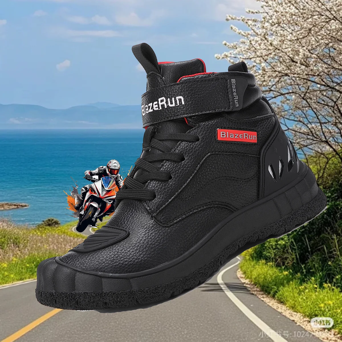 Men Motorcycle boots Breathable Anti-fall Rider Road Racing Casual Shoes Boots Gear Shift Rubber Sole Reflective Motorbike Shoes