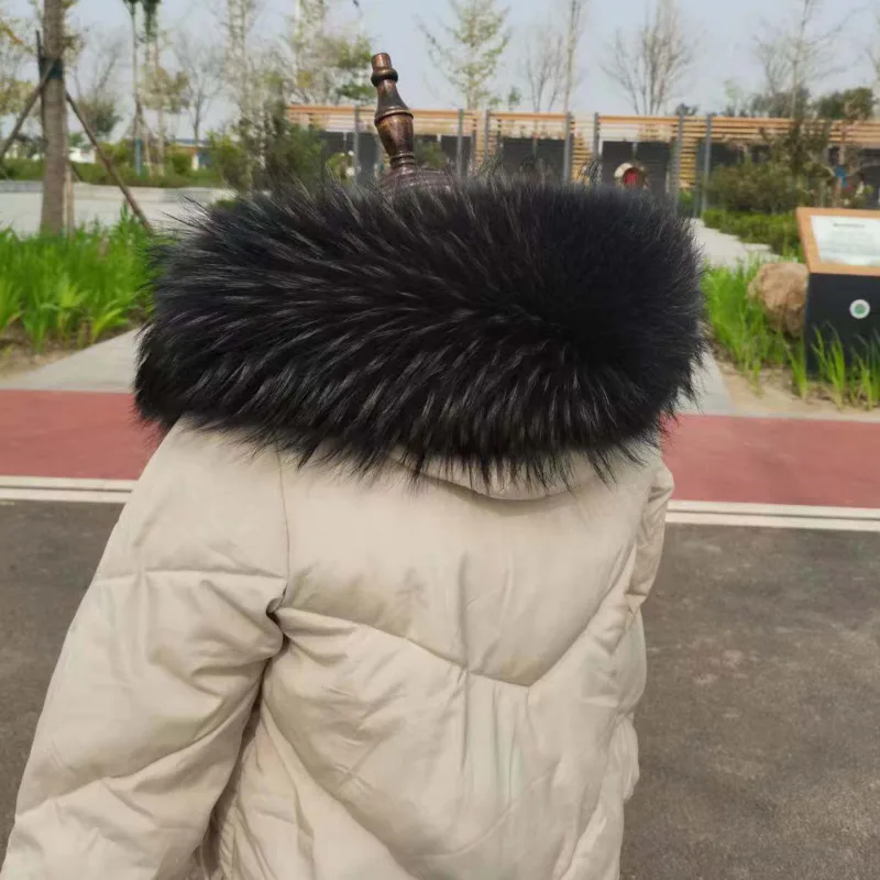 Fur Collar Women Winter Natural Raccoon Fur Collar Female Coat Hood Fur Decor Collar Real Fur Scarf Shawl Furry Fur Collar Scarf - view 5