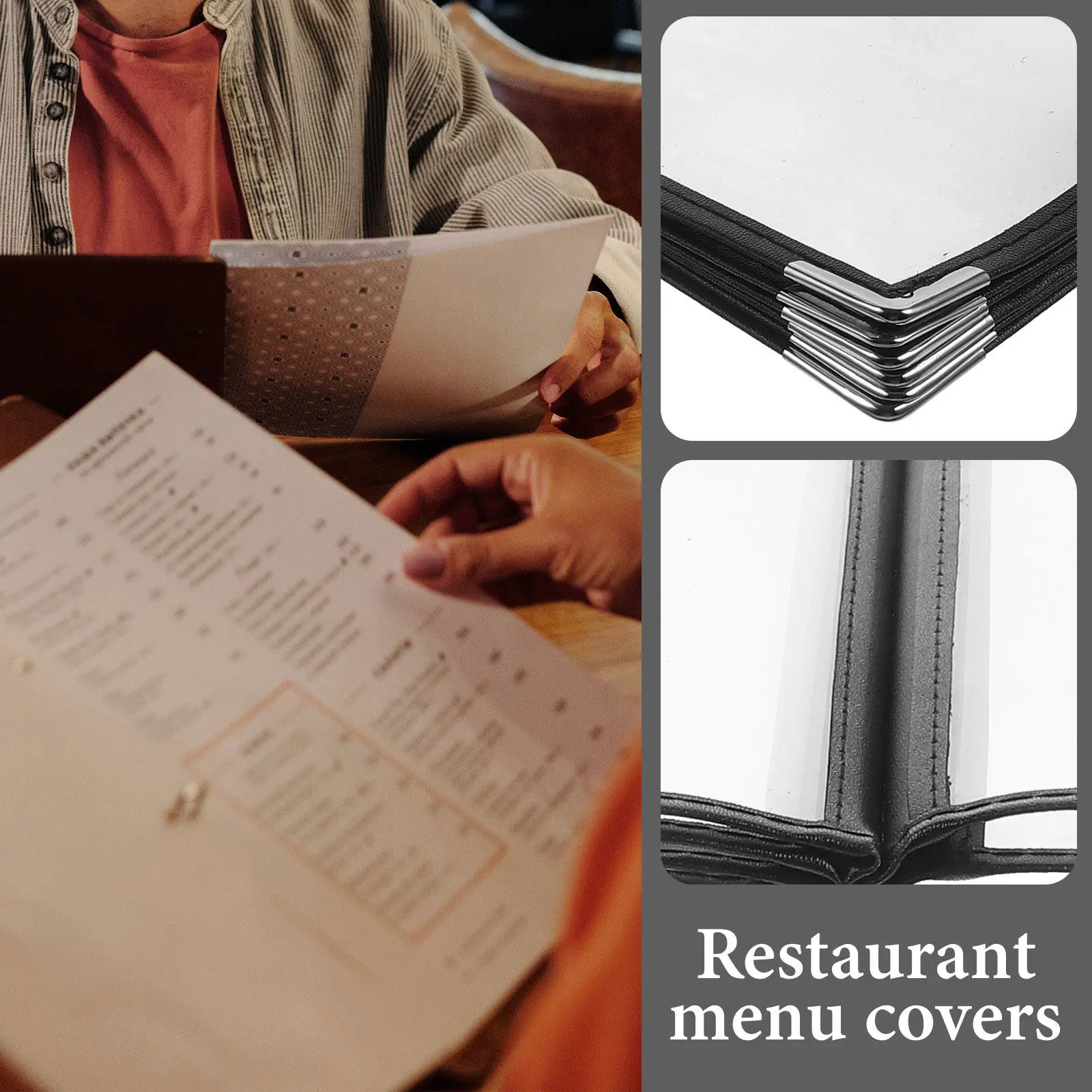 

Transparent Menu Holder 6 Page Clear Restaurant Menu Cover Book for Dining Bar Coffee Shop Wine List Drinks Display