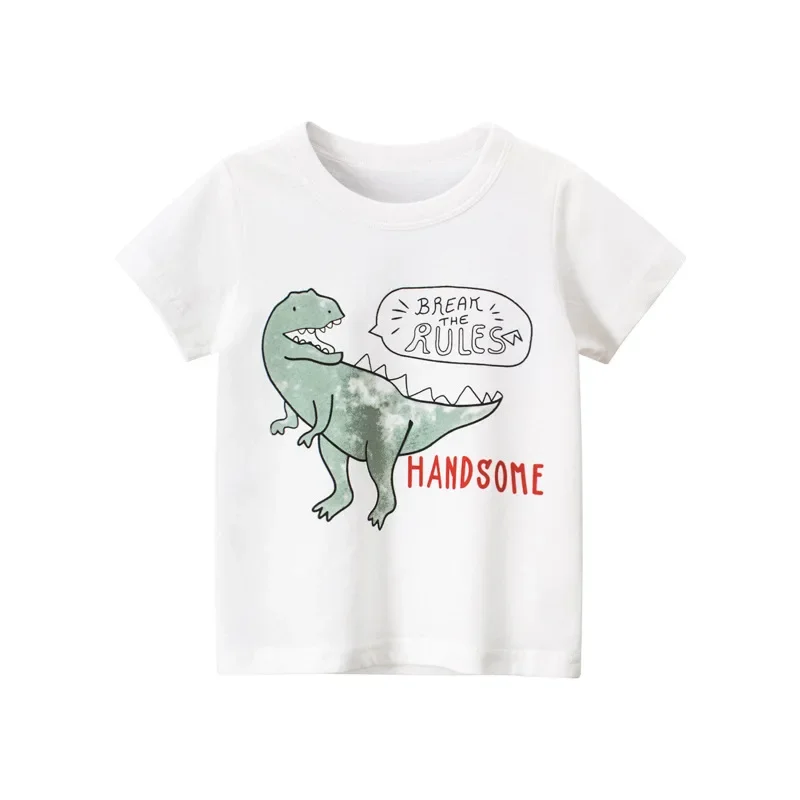 2-9 Years T Shirt Cartoon Animals Baby Kids Boys Girls Children Cotton Short Sleeves Summer Clothing Dinosaur Printing KF917