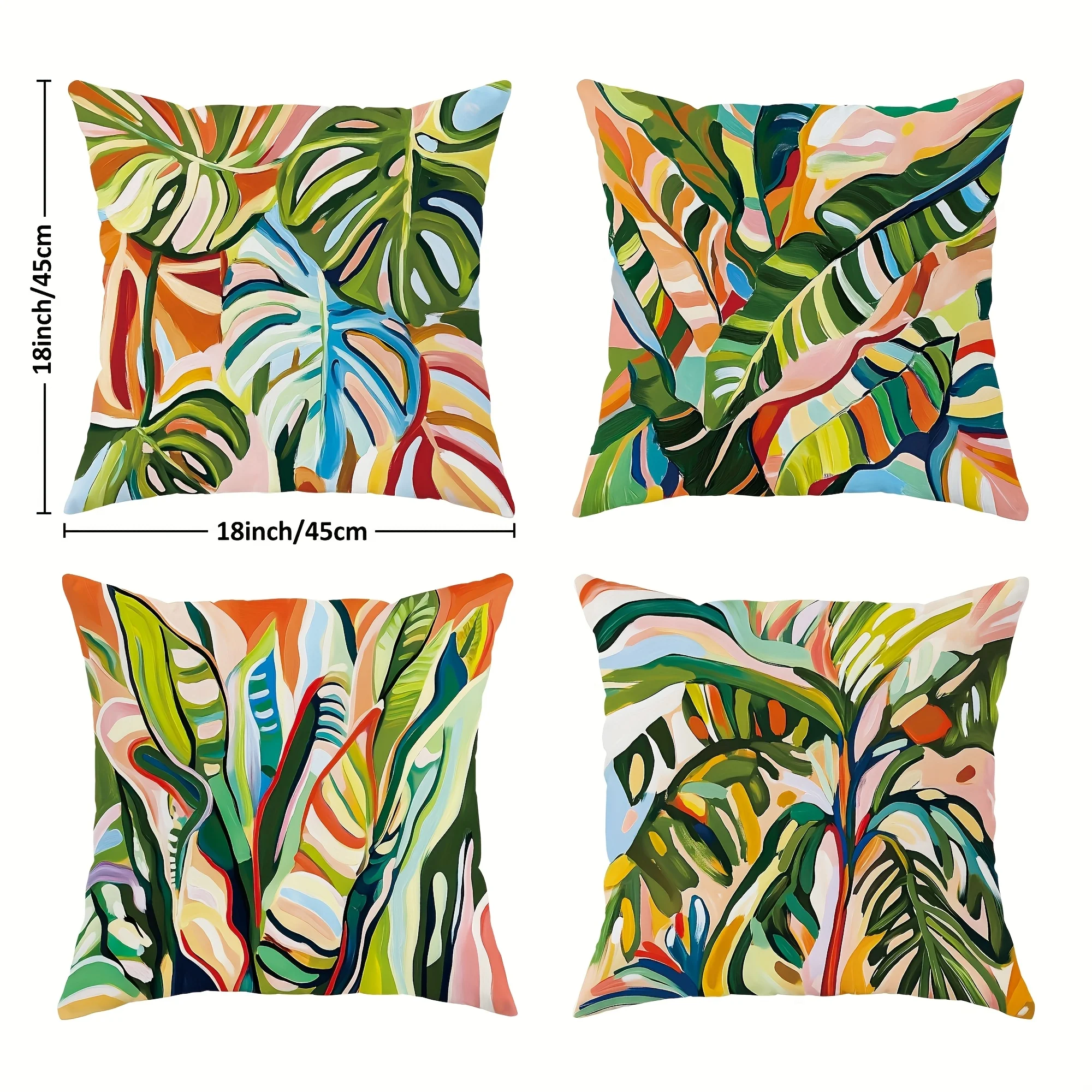 4pcs Cute Kitten & Duckling Pillow Covers 45x45cm Animal Friends Floral Background Cushion Cases for Sofa Bed Decor Zipper