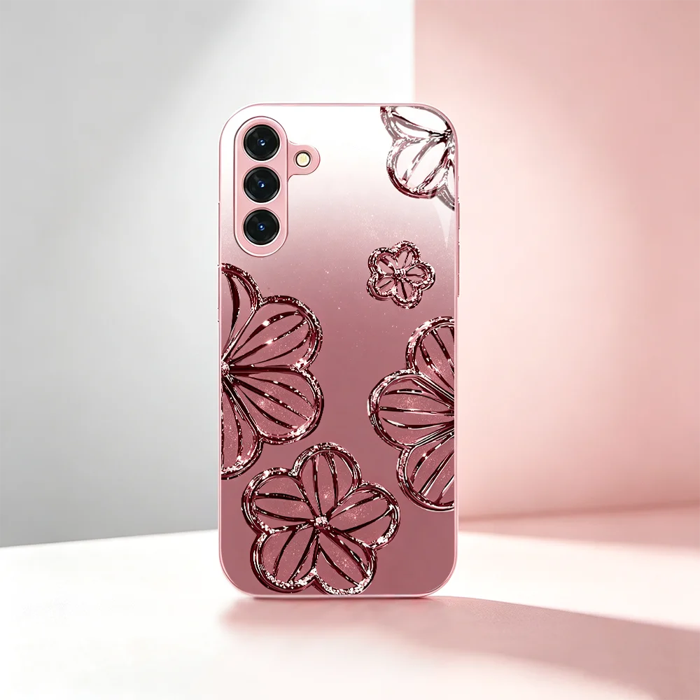 Fashion peach blossom Phone case s26 ultra case Glass phone case for Samsung Galaxy S26/S25/S24/S23/S22 FE Ultra Plus Shockproof