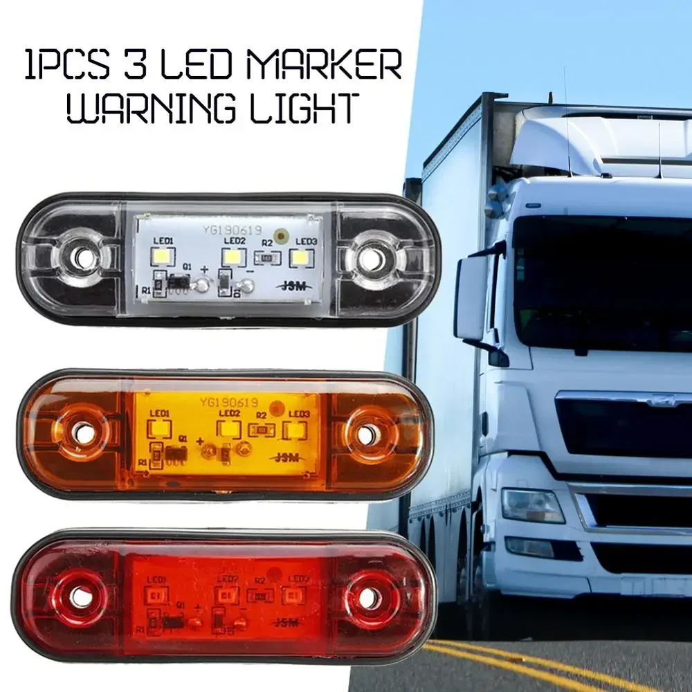 1pcs 12-30V 3LED Side Marker Light Car External Light Warning Tail clearance Light Signal Brake Lamp for Truck Trailer Lorry Bus