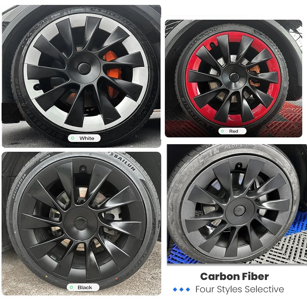 テスラモデルテスラモデル用マットホワイトハブキャップ,誘導ホイールプロテクター,abs,2021-2023, 21インチ