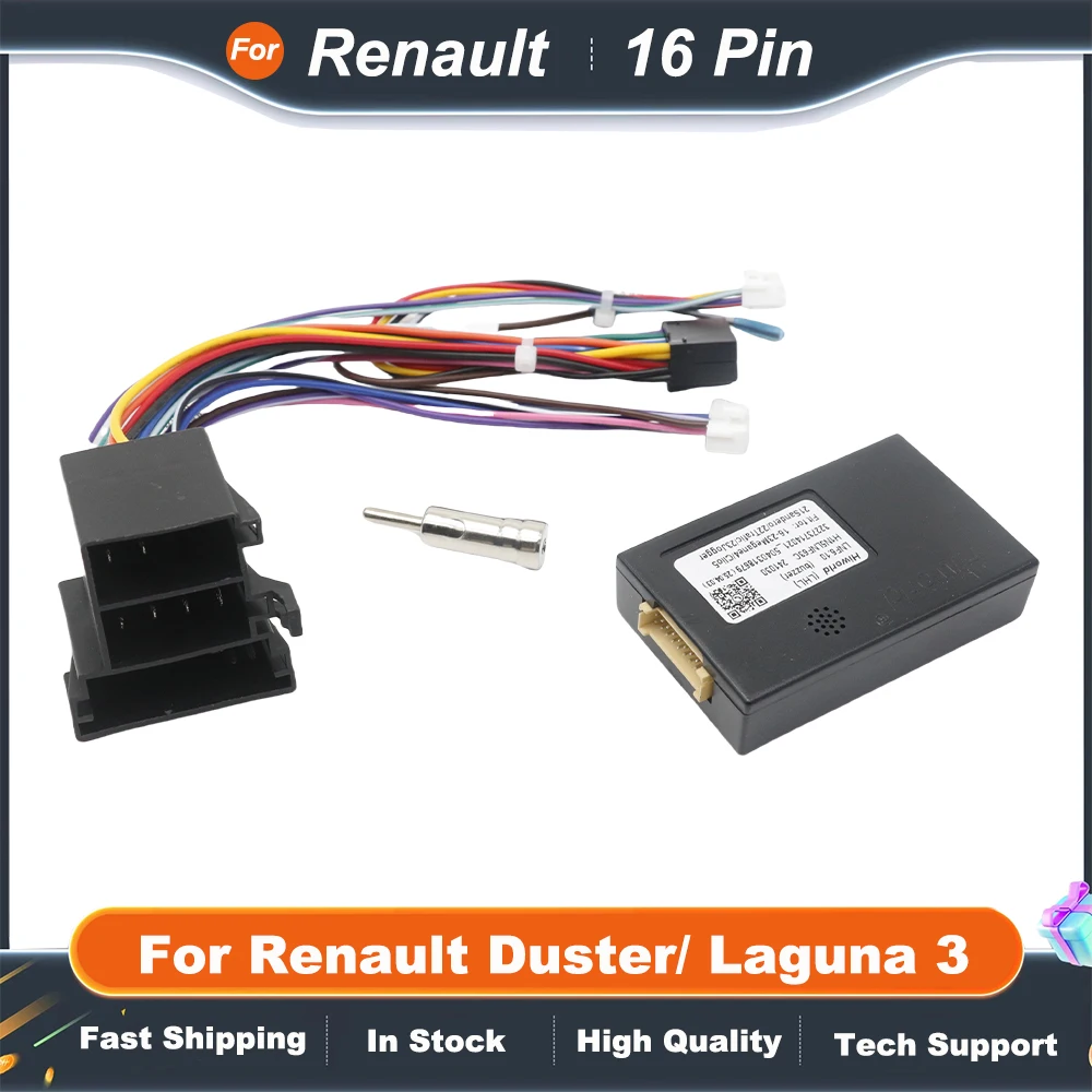 16 Pin Canbus Box with Cable Adaptor for Renault Duster/ Laguna 3 Radio Car with Wiring Harness Cable Android Car Radio