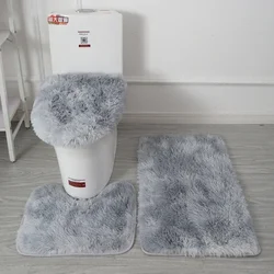 Non-slip Mat Bathroom Absorbent Set Tie-dye Fur Carpet Toilet Three-piece  Accesorios Baño