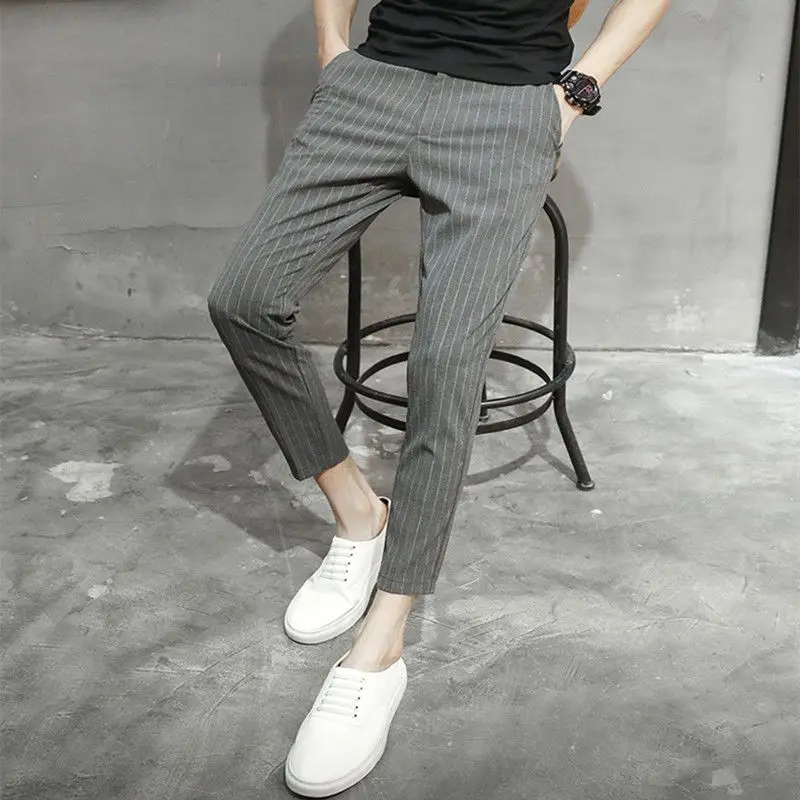 

Мужской костюм Брюки Slim Fit Tressed 9. Укороченные серые корейские отзывы. Много дизайнерская одежда. Дешевые роскошные мужские костюмы. Брюки.