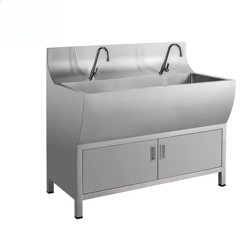 อ่างล้างจานสแตนเลสแบบสองหลุมสำหรับโรงเรียน คุณภาพเชิงพาณิชย์