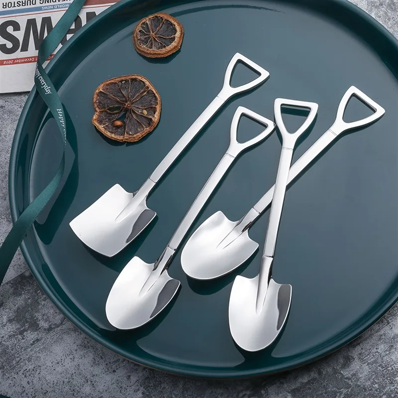 4pcs Stainless Steel Shovel Spoon - Versatile Kitchen and Outdoor Cooking Tool