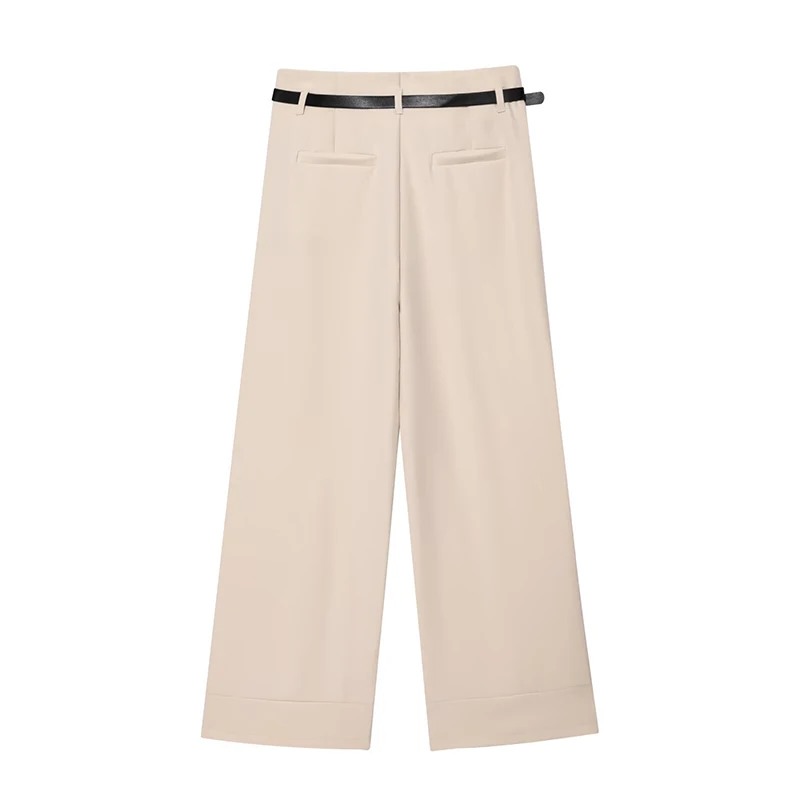 Pantalon femme mode avec ceinture taille haute pantalon bureau femmes pantalon droit femme pantalon élégant