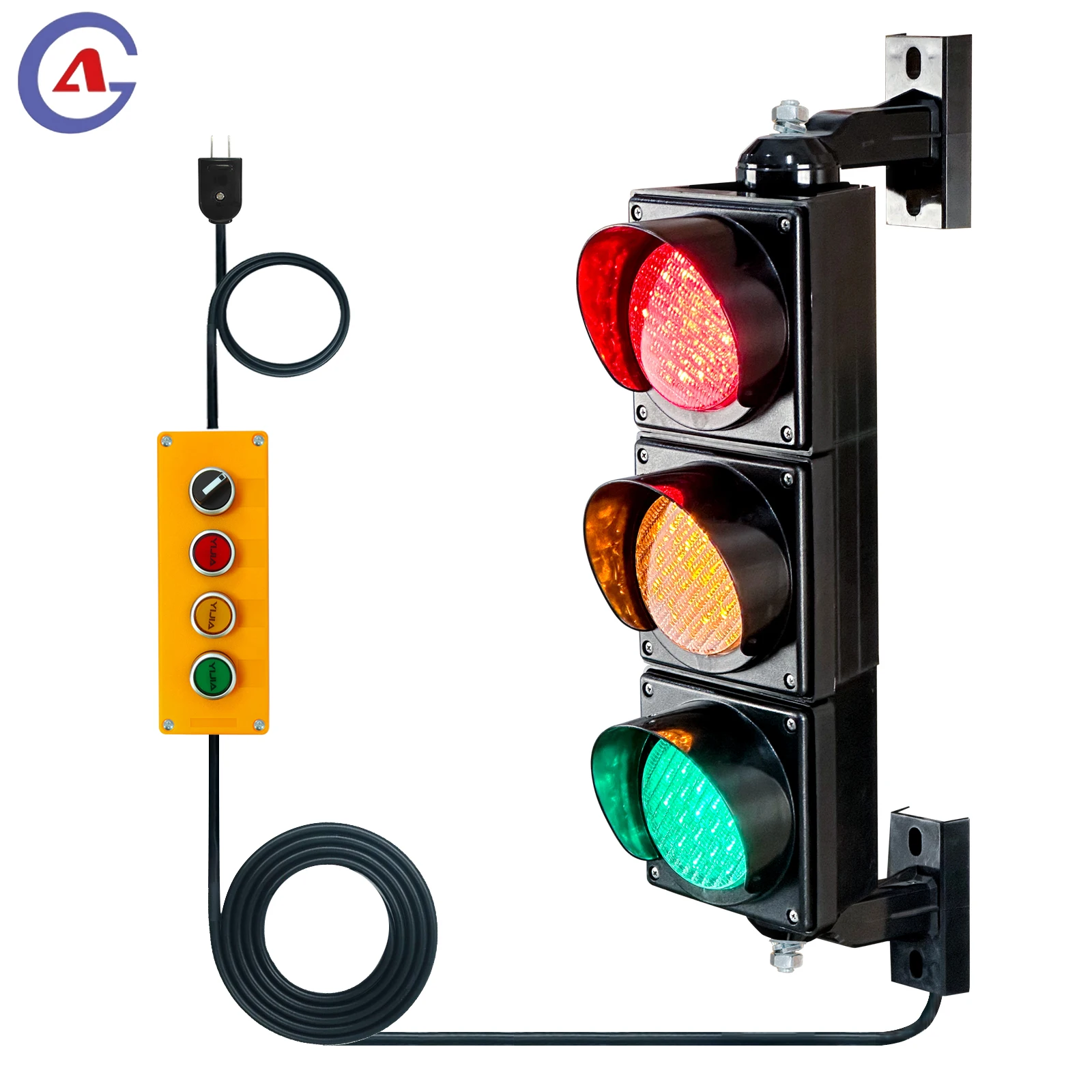

Traffic Light【100mm/4inch Traffic Light Kit】AC85-265V | Stop/Go Signal Lamp | PC IP65 Waterproof | Button Controller