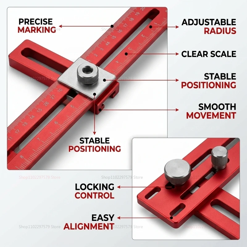 3 in 1 Router Milling Groove Bracket for Woodworking Circular Cutting Jig Aluminum Router Circle Cutting Tool for Wood Crafts - view 4