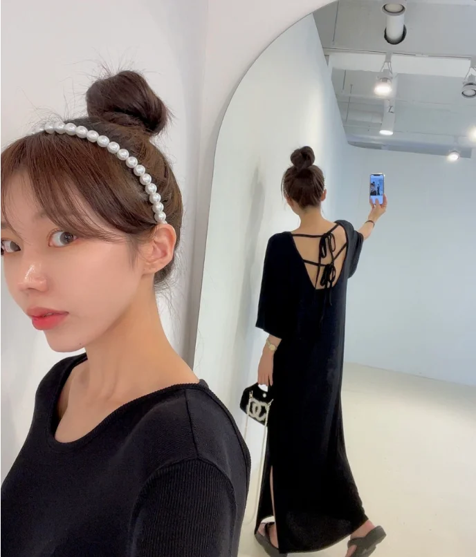 T-shirt Long coupe ample Dr femme grande taille Bal ourlet à volants coréen Sle coton été Dr doux Dra v-ne