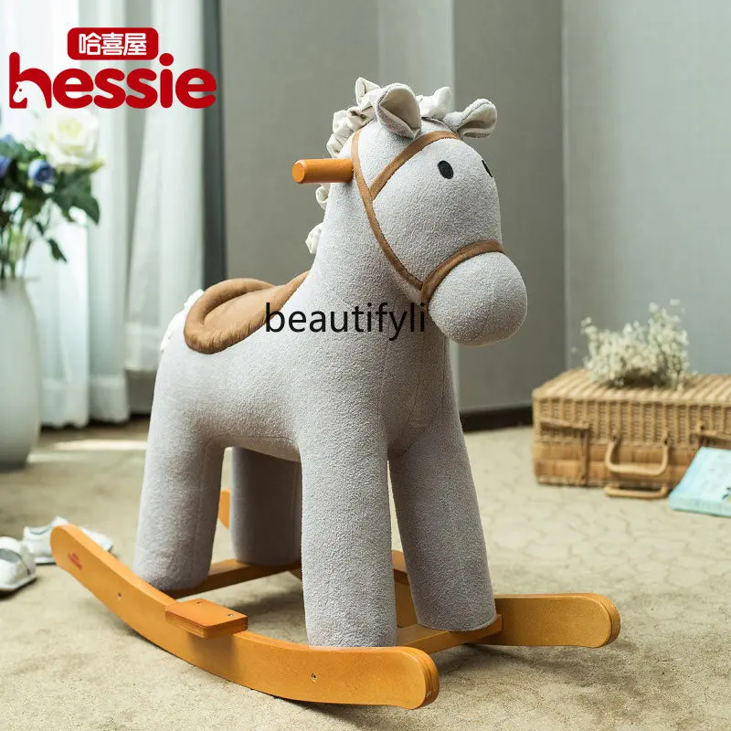 Cavallo a dondolo Cavallo troia in legno massello Giocattoli per bambini Sedia a dondolo Regalo di Capodanno