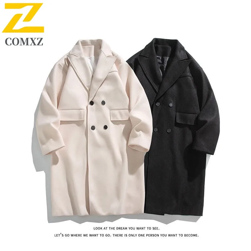 

COMXZ Роскошная мужская куртка с лацканами 2025 Корейская мода Легкий плащ Премиум Двубортные ветрозащитные осенние куртки