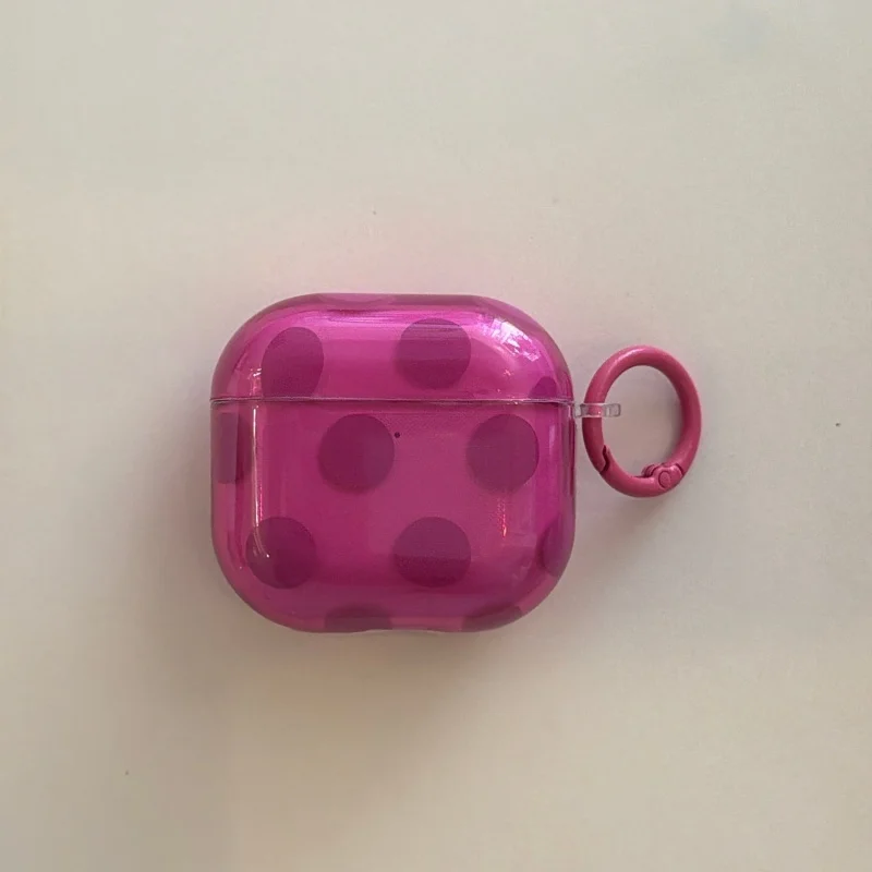 

Big Dots PatteRed-Pink IMD Earphone Case with Pendant for Airpods 1, 2, 3, 4, Pro/Pro2/Pro3 Anti-fall