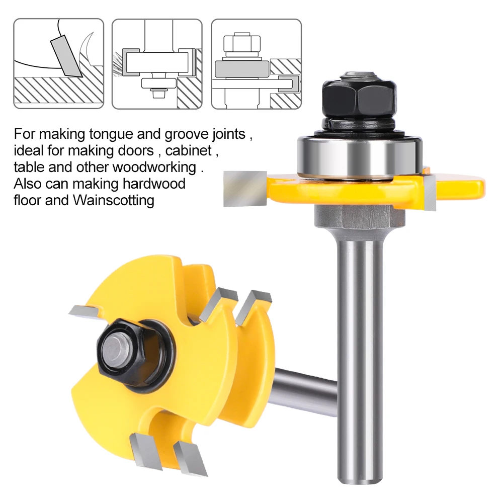 XCAN Fräser 6mm 1/4\'\' 8mm 1/2\'\' Schaft T Slot Joint Router Bit 3 Flöte Zunge und Nut router Bit Set Für Holzbearbeitung