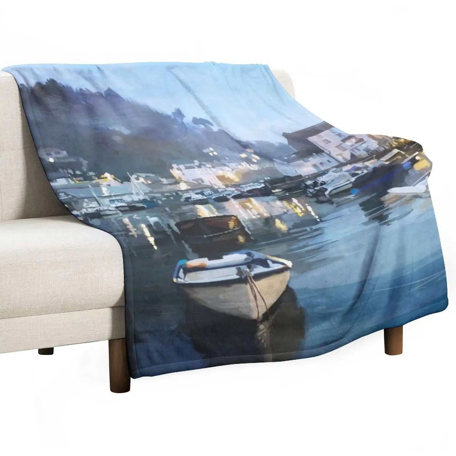 

Polperro, Cornwall, Original Illustration. Throw Blanket Softest Extra Large Throw anime Loose Blankets