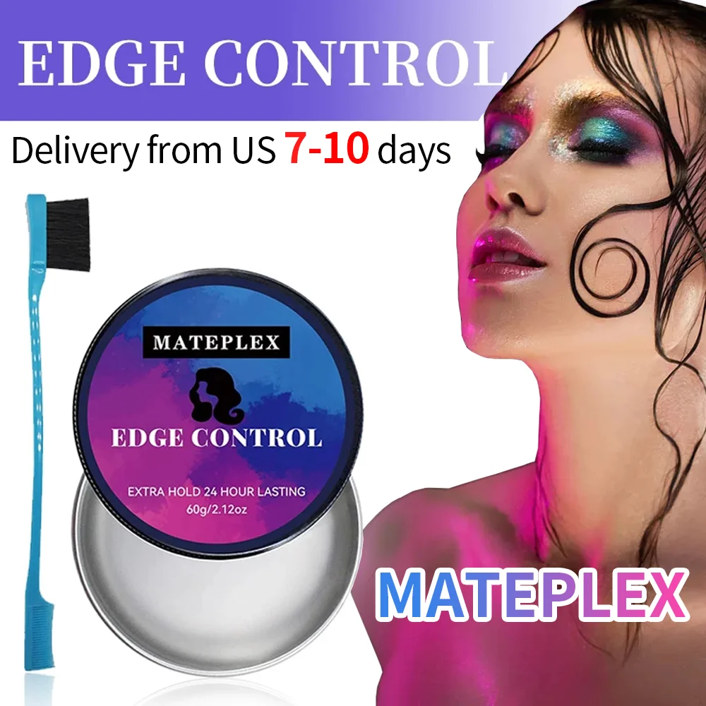 Edge Control Gel with Brush Long Lasting Hair Oil Wax Cream Non Greasy Styling Cream for Wig Anti-Frizz Hair Fixative Gel