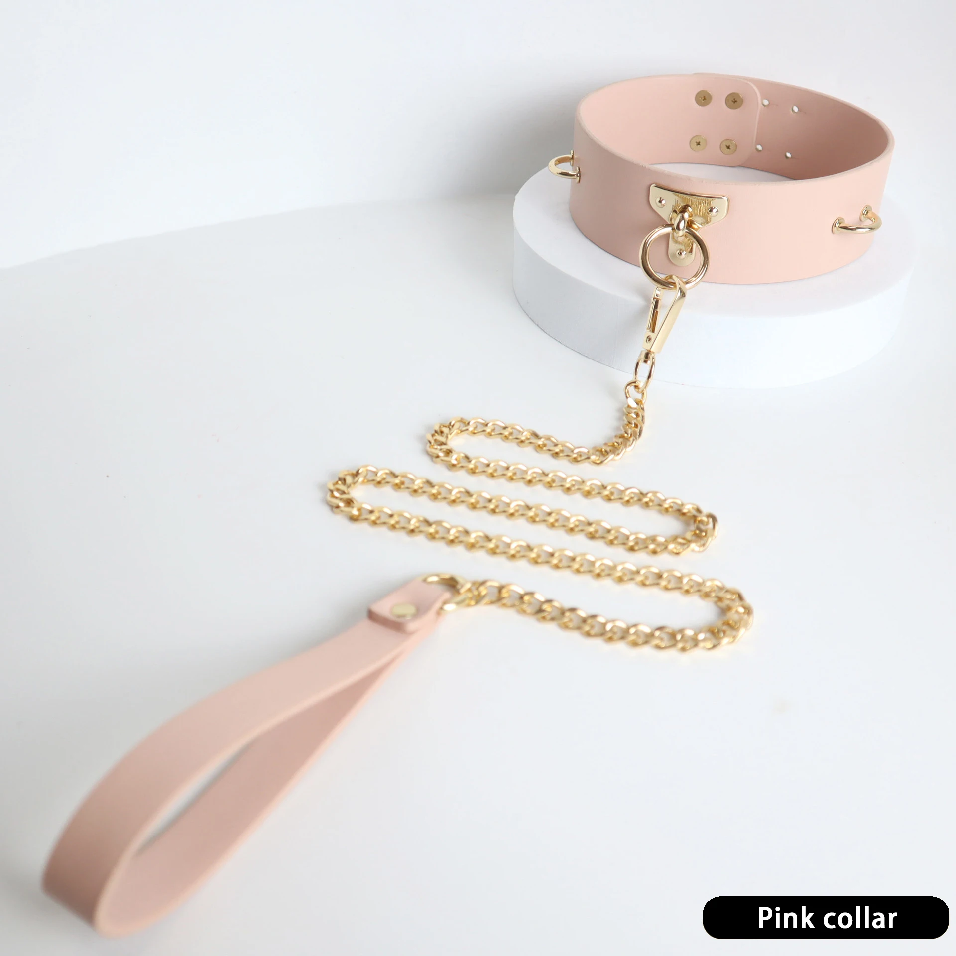 KAKA SM collar handcuffs leather bondage couple femdom props adult bondage collar strap traction sex items - Image 5