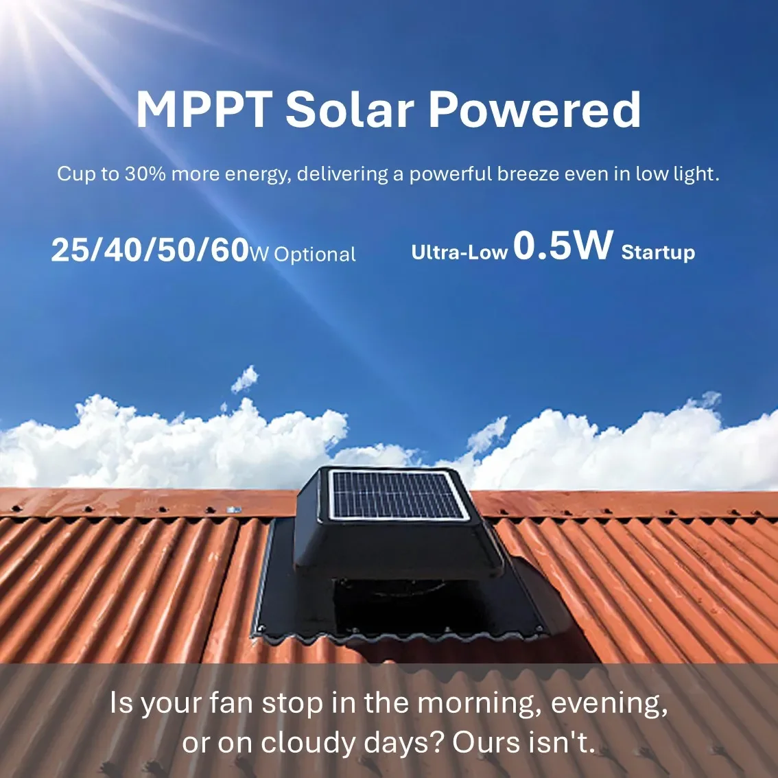 60W Solar Axial Flow Fans for Attic Roof & Industry Power Cooler Exhaust Vent Customizable OEM ODM Whirly Bird Roof Ventilation