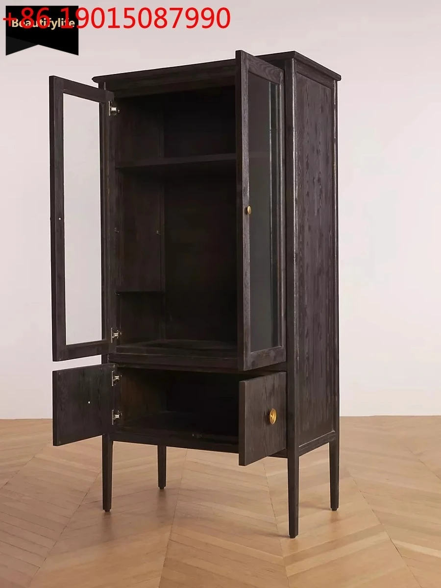 

Североамериканский элитный книжный шкаф в американском стиле из массива дерева с дверцами, современный минималистичный шкаф для хранения