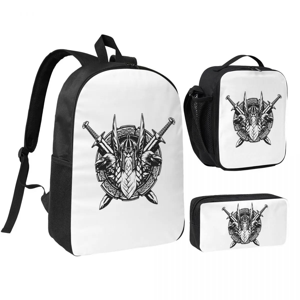 

Odin Vikings Viking Legend Backpack Student BookBag School Bag Shoulder Bags 3ps Insulated Lunch Bag Pencil Case