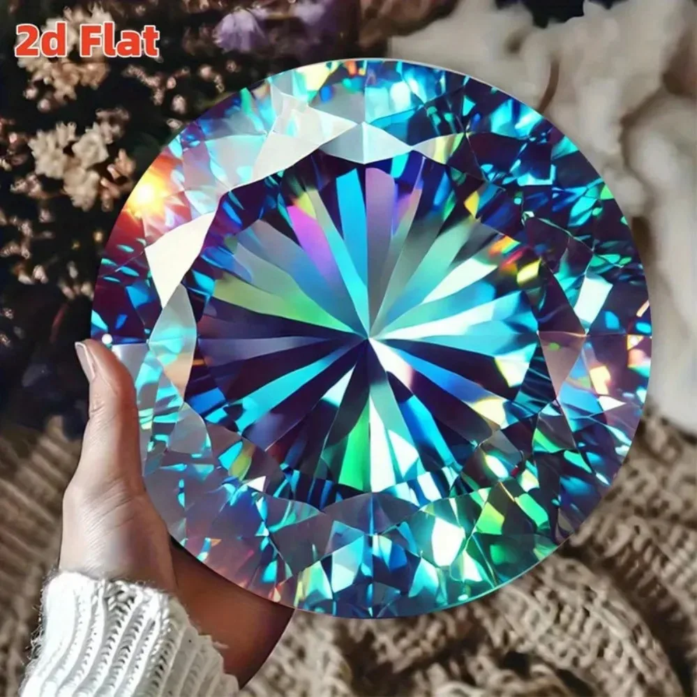 Décoration murale ronde en métal 2D de luxe - 7,8 pouces, effet diamant réfléchissant pour la décoration intérieure