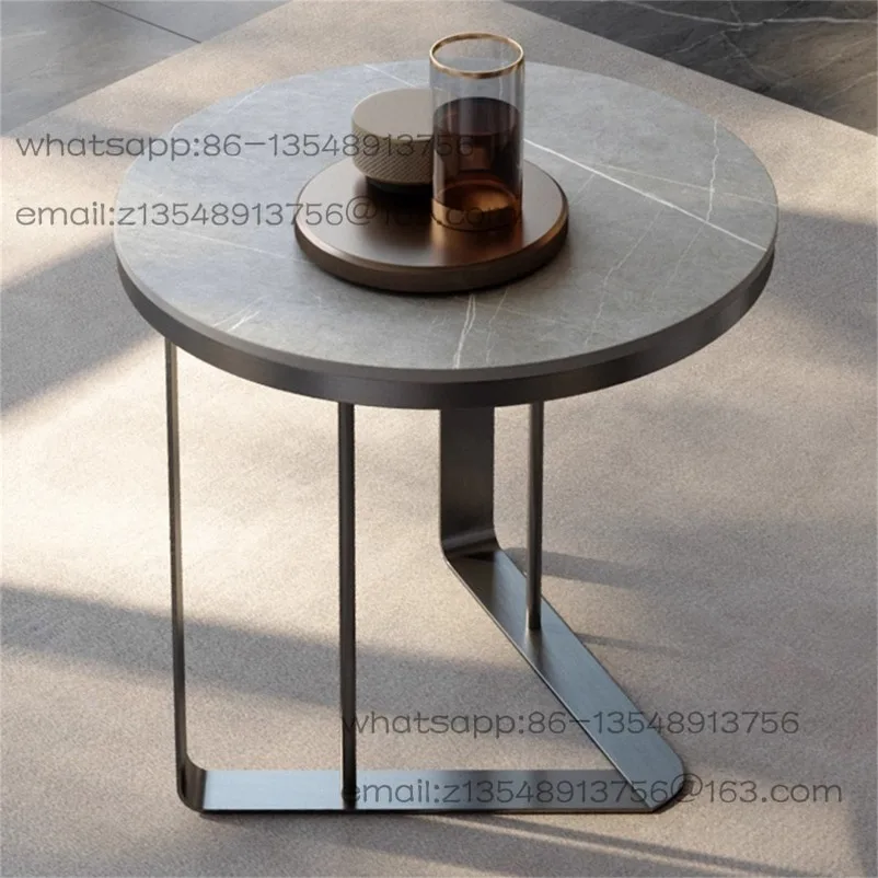Italian Light Luxury Rock Slab Edge Few Stainless Steel Internet Celebrity Living Room Modern Sofa Creative Bedside Few