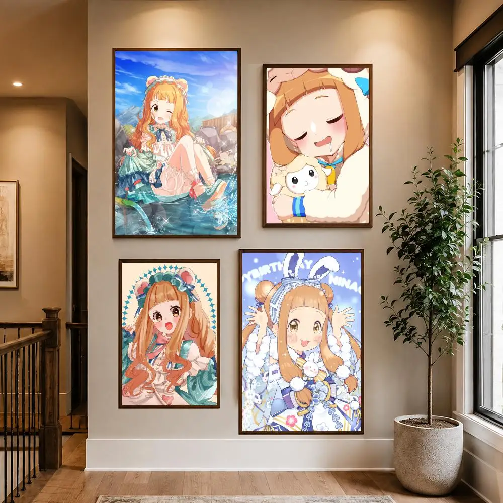 The IDOLM STER Cinderella Girls Poster HD Waterproof PP Self-Adhesive Removable Wall Art Poster Bedroom Cafe Gym Home Decor Gift