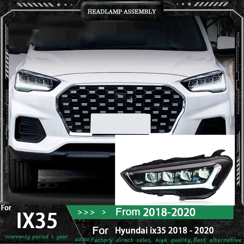 

Фара для Hyundai ix35 LED, фары 2018 2019-2020, фары IX35 DRL, указатель поворота, дальний свет, линза проектора «ангельский глаз»
