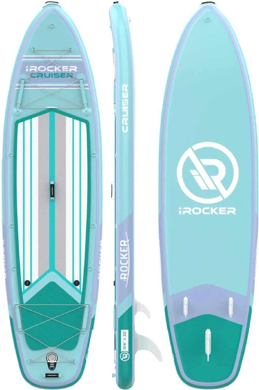 Cruiser Tabla de Paddle inflable de pie, extremadamente estable, 10 '6 "de largo, 33" de ancho, 6 "de grosor, SUP Premium con bolsa de rodillo