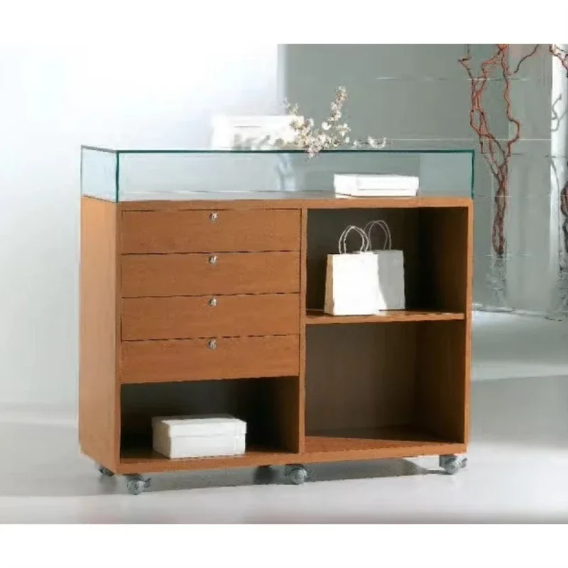 

Display cabinet with 4 drawers, open compartment and notice board 119X40X105cm