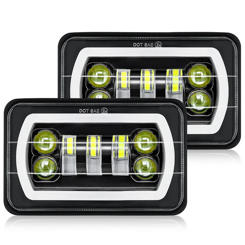 

5 "4x 6" Halo Angel Eye Running Light DRL Light Emitting Diode Headlight H4 Light Emitting Diode Headlight High Low Projector