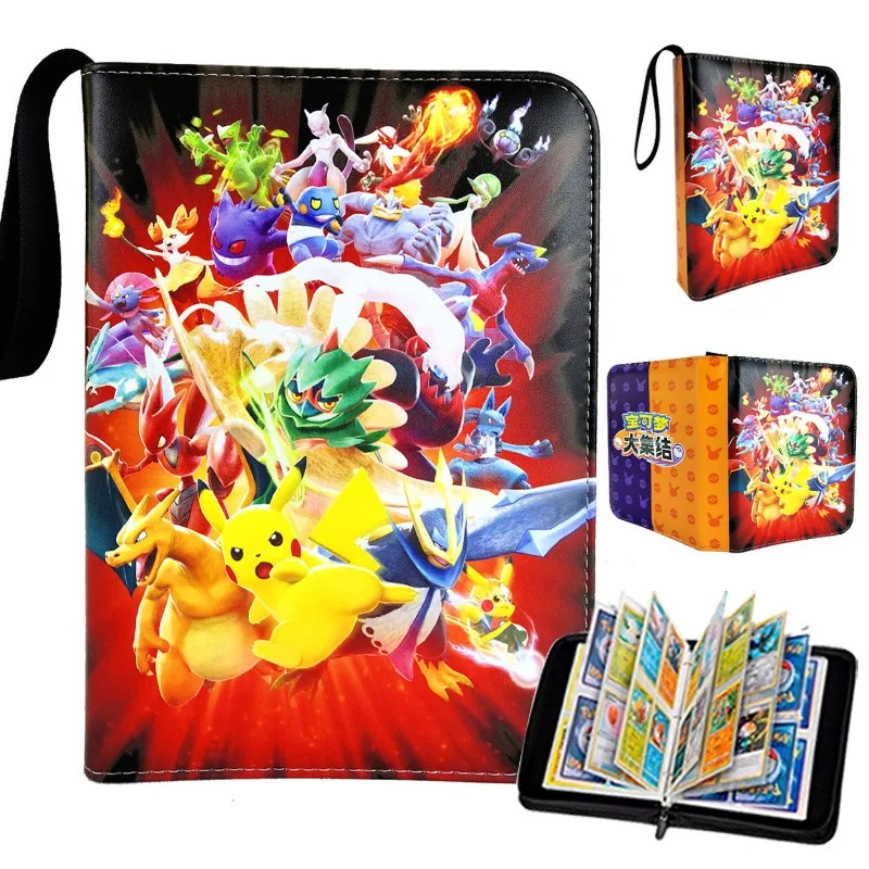 ptcg-pokemon-card-sleeve-collection-book-pokemon-card-storage-album-card-holder-with-flocking-and-thickened-double-face-insert
