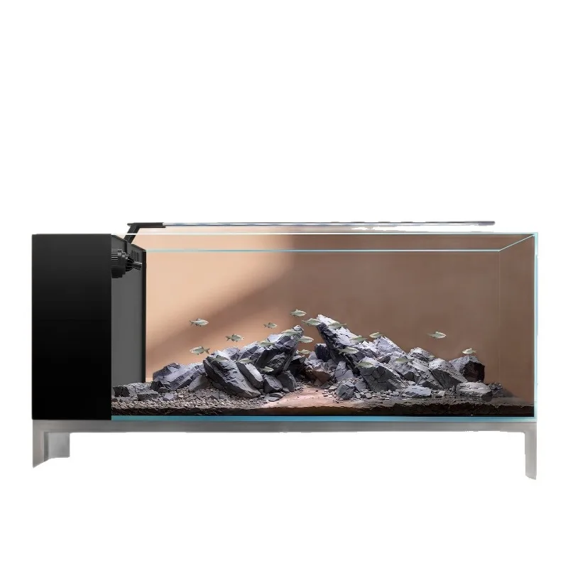 

New side filter fish tank living room dry and wet separation Bessen gold crystal five-wire ultra-white tank