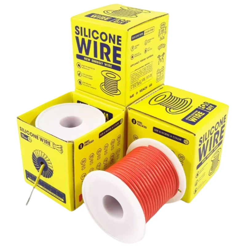 Boxed Silicone Wire Heat Resistant Flexible 30/28/26/24/22/20/18/16AWG Stranded Cable Electrical Tinned Copper