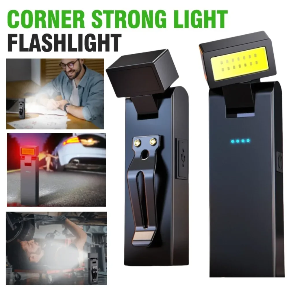 MINI Rechargeable LED COB Work Light 180° Rotate Angle Handheld Torch with Magnet Car Inspection Red Light Warning