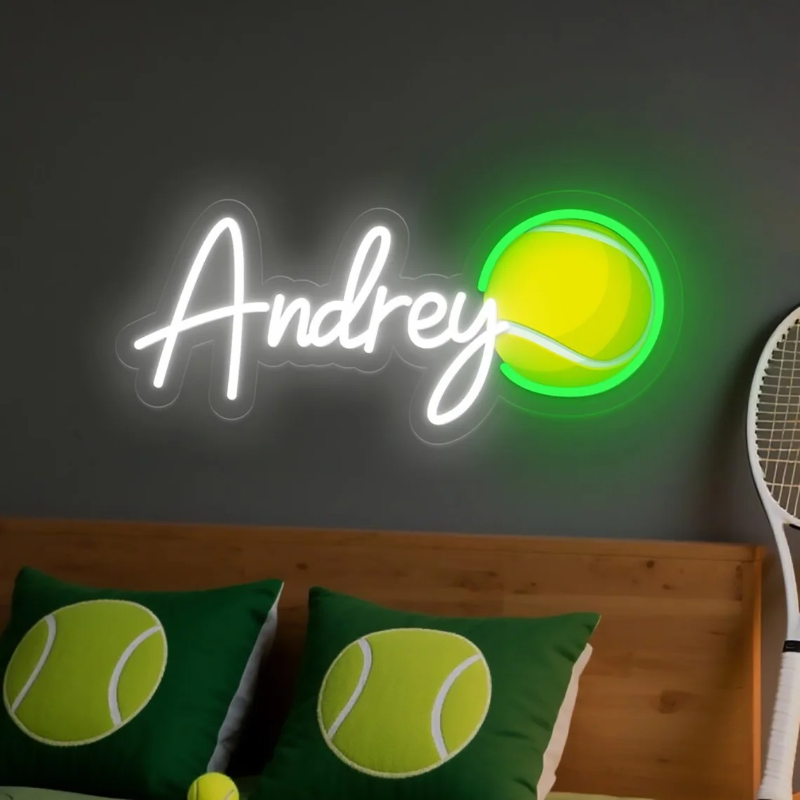 Custom Tennis Ball Neon Soccer Name Sign Baseball Football Sign Bedroom Decor Gifts for Kids Art Sign Personalized Gift