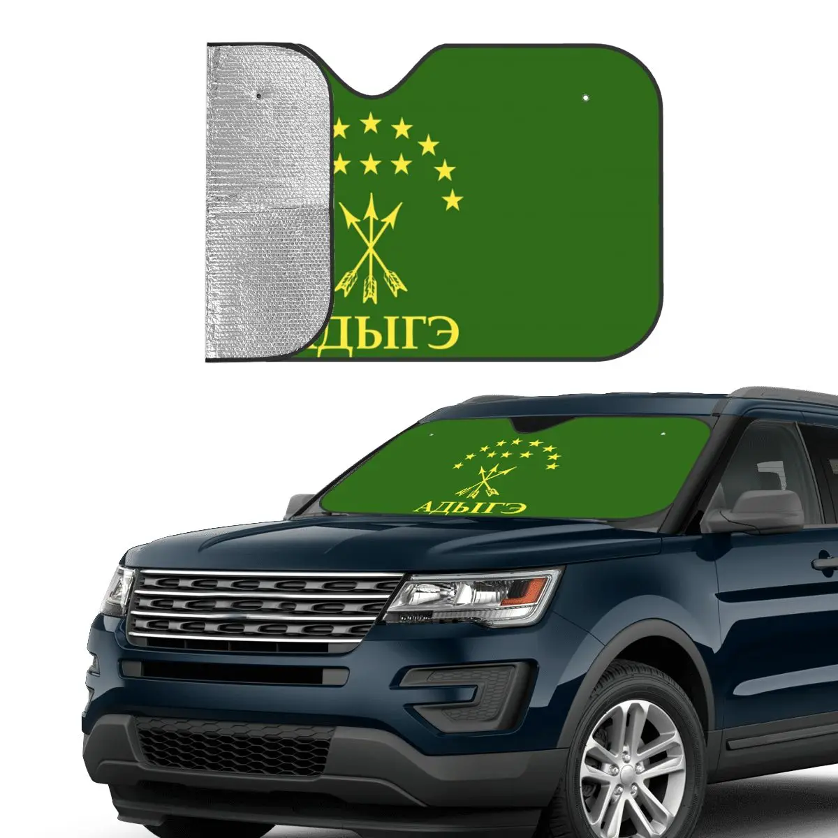 

Adiga Gift For Circassian Great Adygea Flag Sunshade Windscreen Car Front Windshield Window Sun Visor Accessories Covers