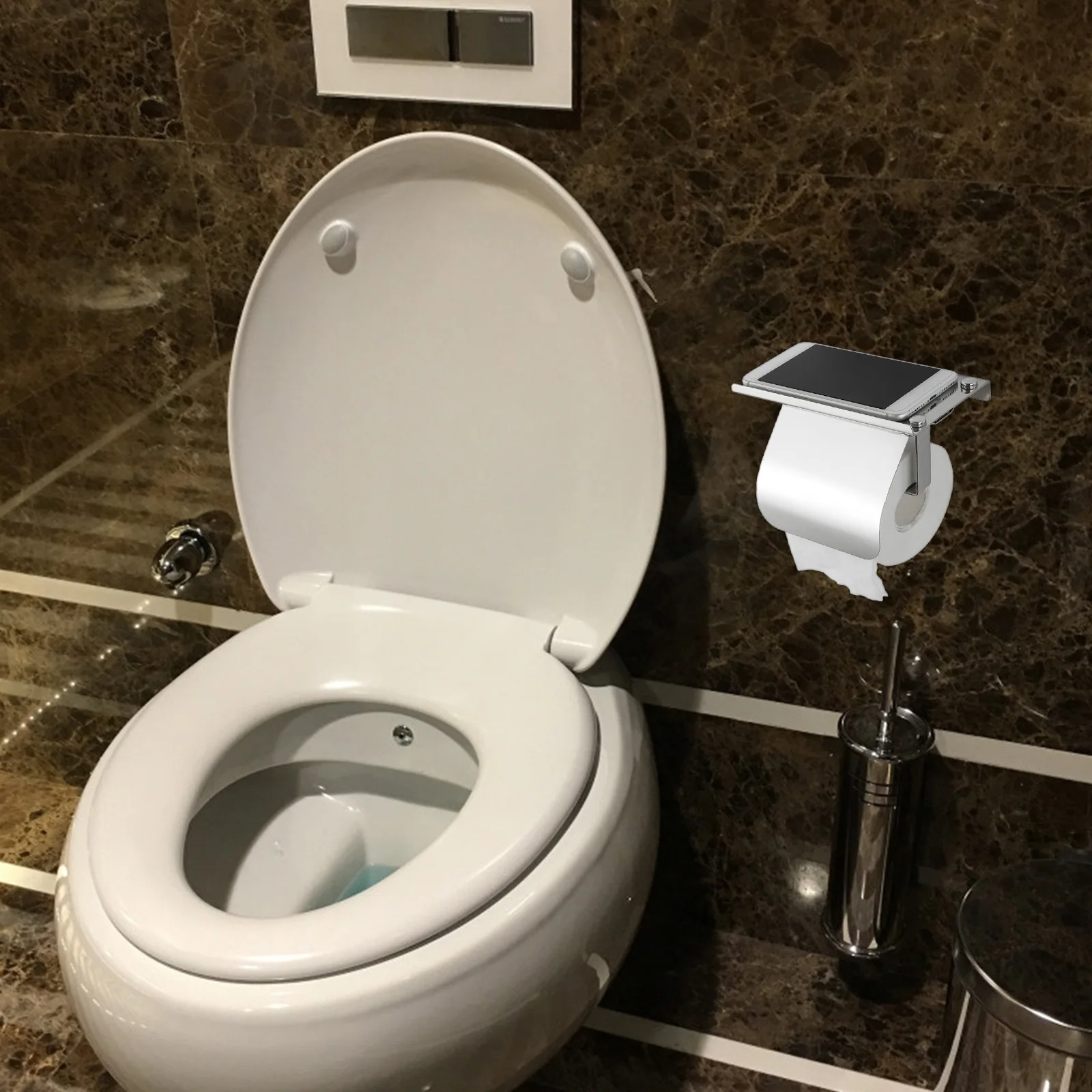 

Toilet Paper Holder with Shelf Modern Stainless Steel Wall Mounted Bathroom Organizer Roll Storage Dispenser for Home Decor