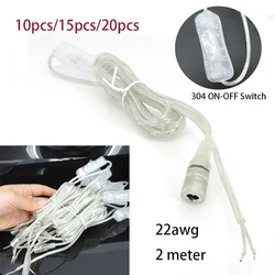 DC 5V 12V Cable Female Power supply Cord 2M 22awg Extension 2pin Wire with 304 switch button